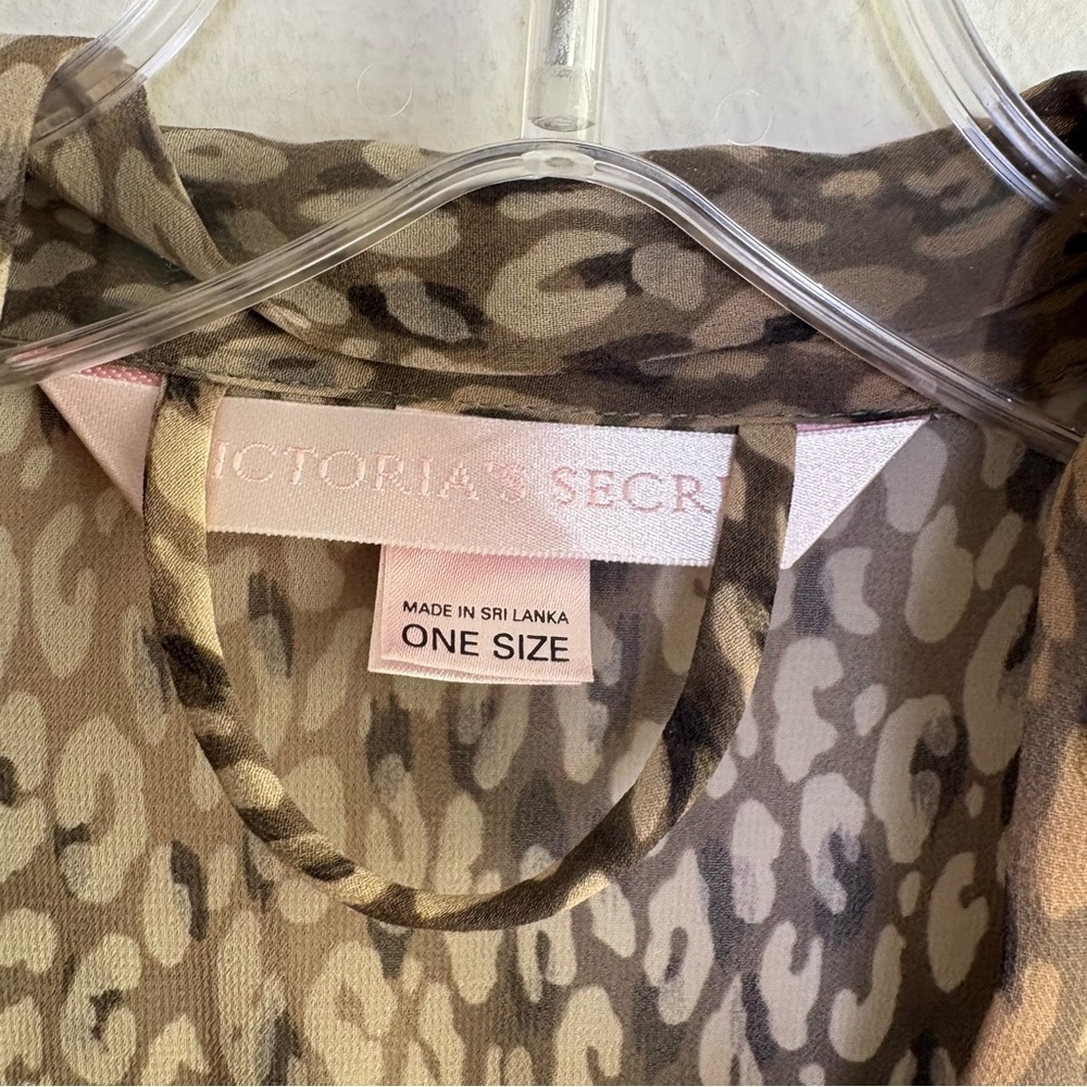 Victoria’s Secret leopard animal print semisheer, kimono belted robe pockets - Picture 6 of 14